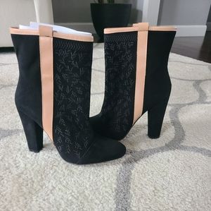 Plomo Black Suede Boots Size 38 US 7 New